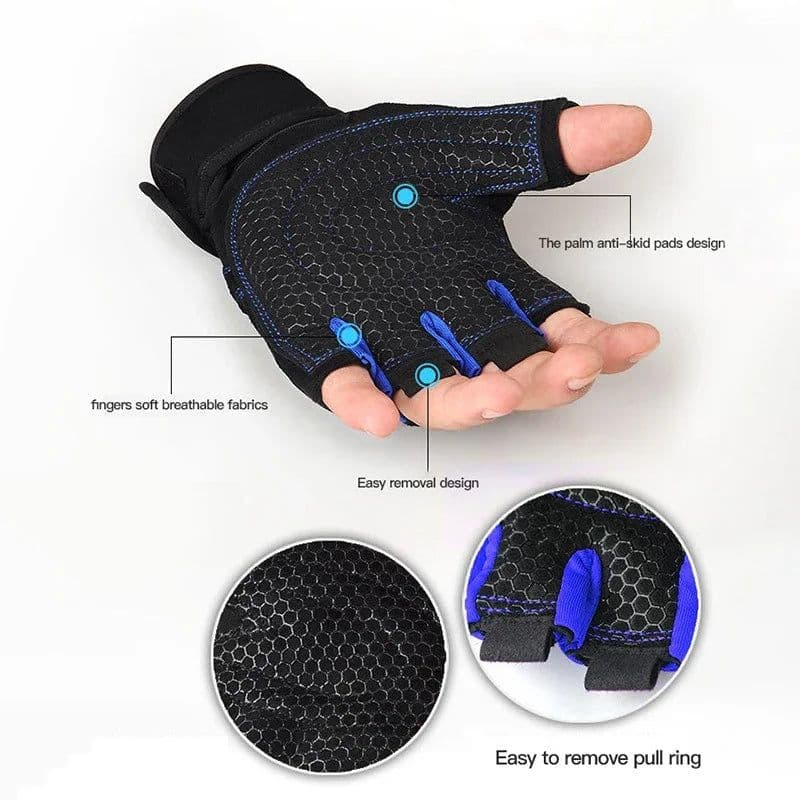 image-Gym Gloves for Men Women Fitness Weight Lifting Wristband Gloves Body Building Training Sports Exercise Cycling Glove Shockproof