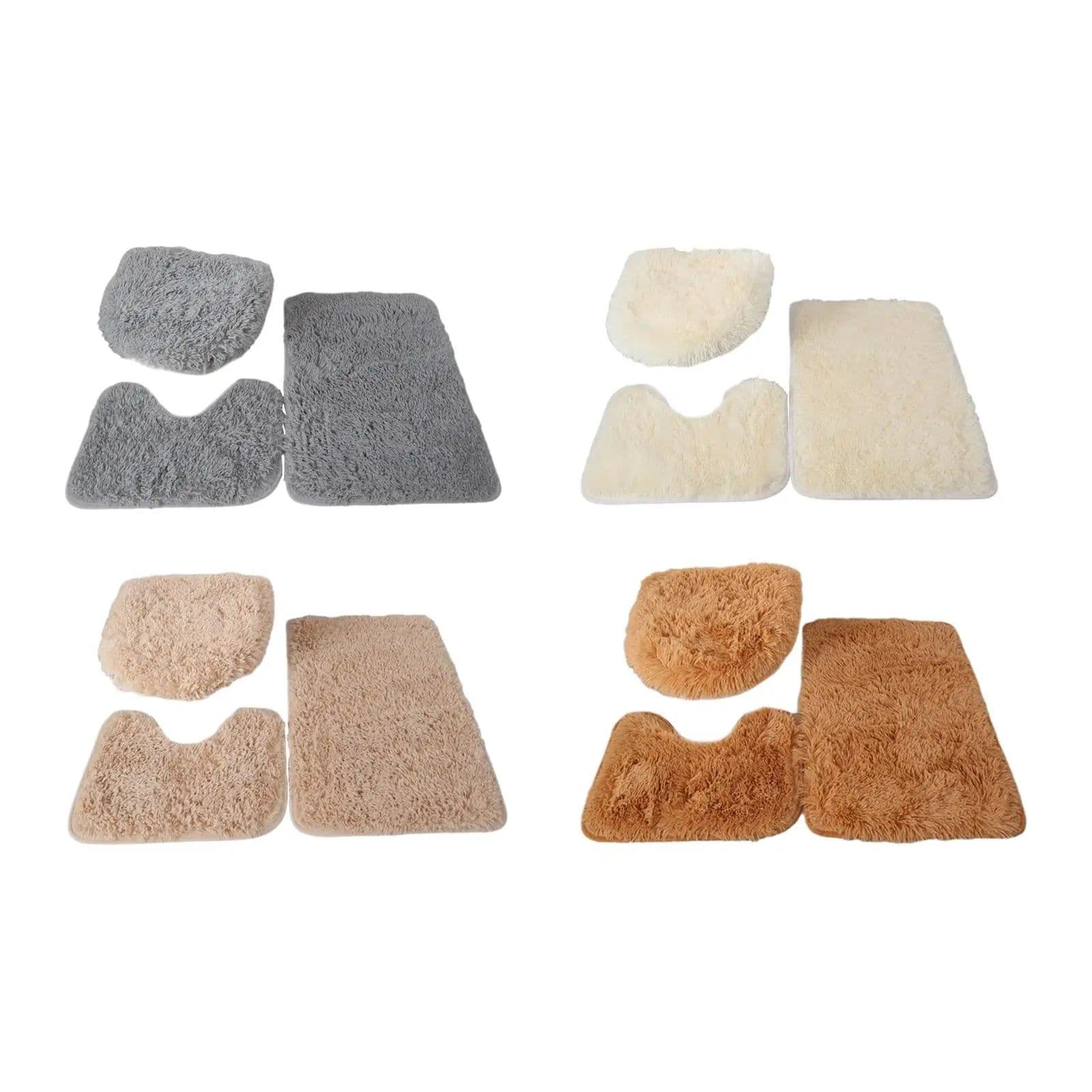 image-3 Pieces Bathroom Rug Set Bath Mat Toilet Lid Cover U Shape Rug Soft Washable Floor Mat for Shower Laundry Room Kitchen Tub