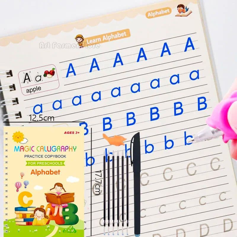 image-New Reusable Learning Math English 3D Calligraphy Book Drawing Copybook Numbers Education for Kids Letter Practice Toy Gifts