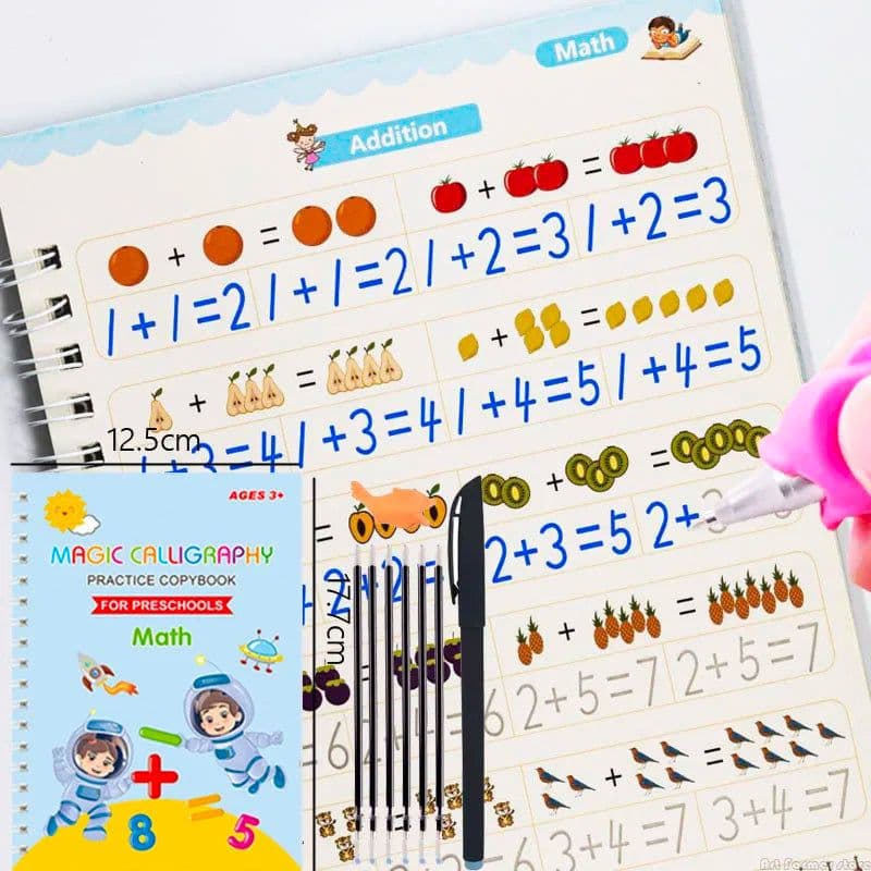 image-New Reusable Learning Math English 3D Calligraphy Book Drawing Copybook Numbers Education for Kids Letter Practice Toy Gifts