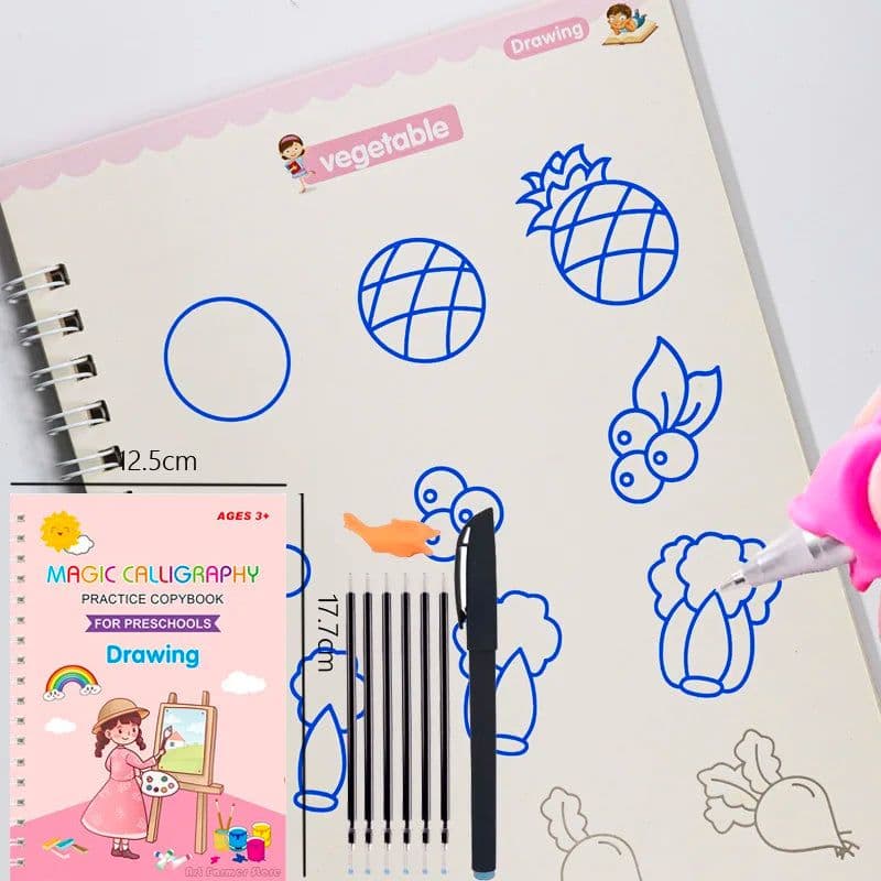 image-New Reusable Learning Math English 3D Calligraphy Book Drawing Copybook Numbers Education for Kids Letter Practice Toy Gifts