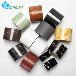 image-0.1x5M Marble Vinyl Waistline Sticker Solid Color Self Adhesive Wall Paper Border Bathroom PVC Waterproof Wood Pattern Wallpaper