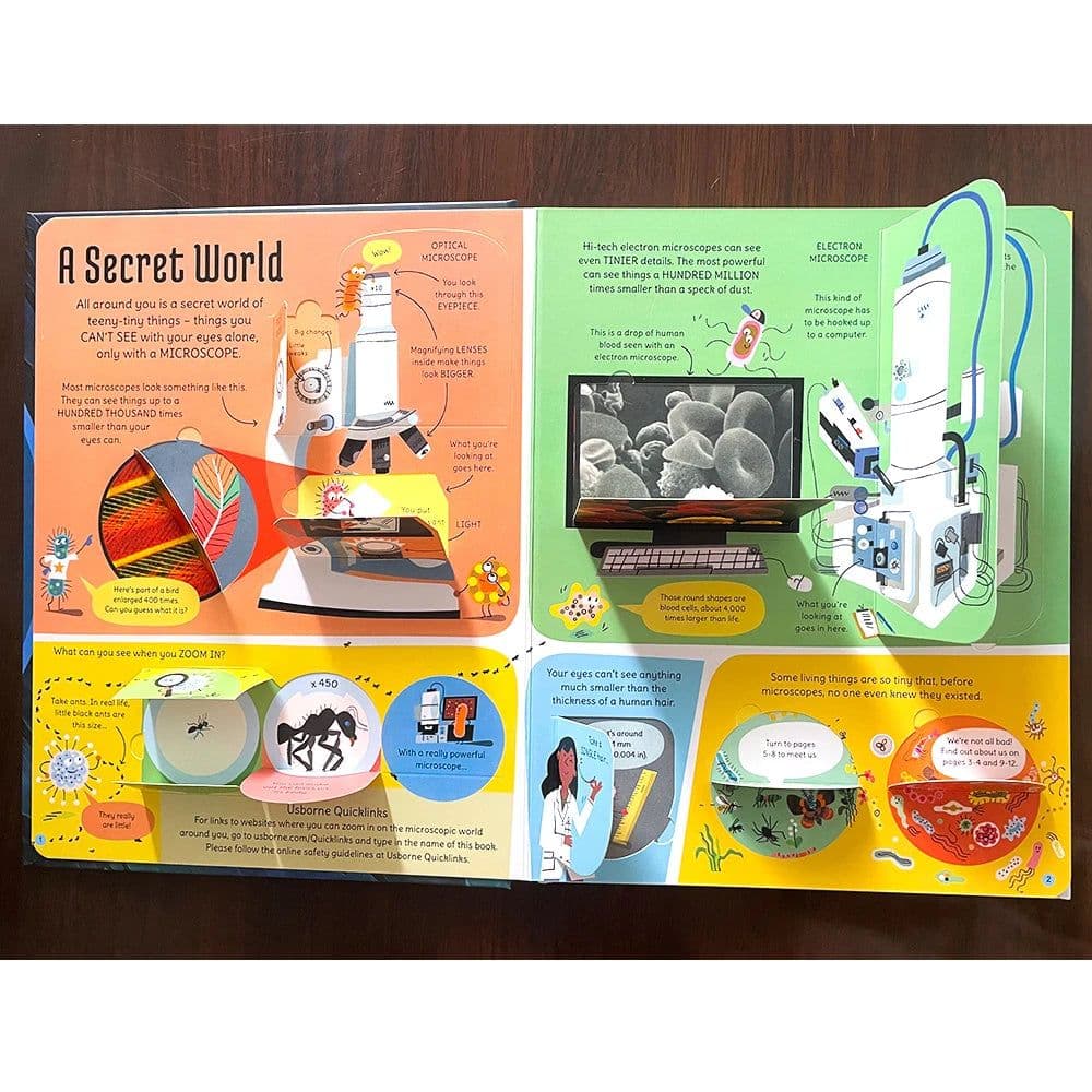 image-The Microscopic World Usborne Book See Inside Popular Science English Flap Picture Cardboard Books Early Childhood Learning Toys