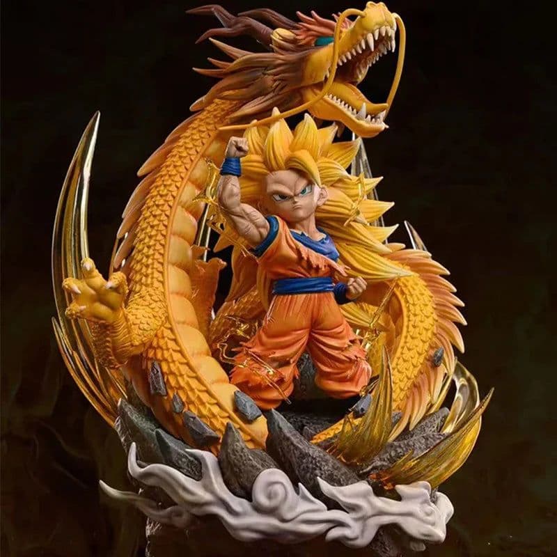 image-Q Version Dragon Ball Z Figure Ssj3 Goku Action Figures Dragon Fist Explosion 14CM PVC GK Statue Collectible Model Toys