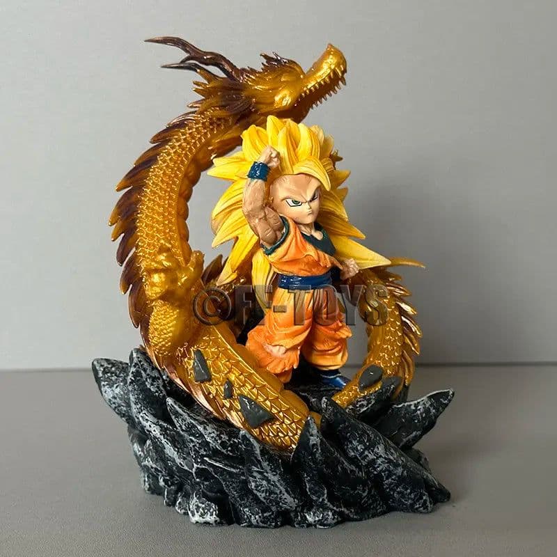 image-Q Version Dragon Ball Z Figure Ssj3 Goku Action Figures Dragon Fist Explosion 14CM PVC GK Statue Collectible Model Toys