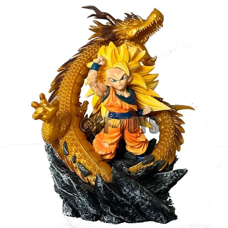 image-Q Version Dragon Ball Z Figure Ssj3 Goku Action Figures Dragon Fist Explosion 14CM PVC GK Statue Collectible Model Toys