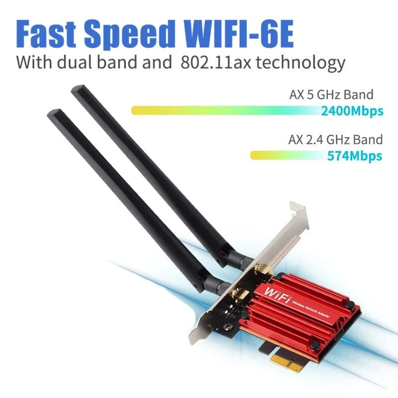 image-5374Mbps Bluetooth 5.3 WIFI 6E PCIE Adapter Intel AX210 Tri Band Wireless WifI 6 Network Card Windows 11 Window10 For PC