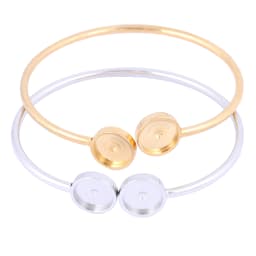 image-5pcs 56cm wide Stainless Steel 8mm 10mm Cabochon Bracelet Base Setting Trays Gold Plated Bendable Bangle Bezel Blanks Diy