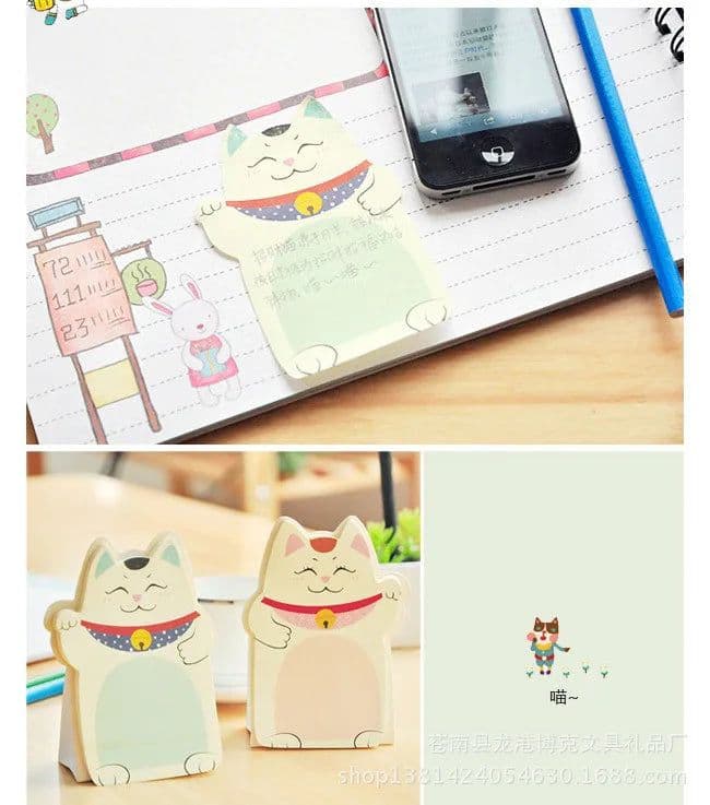 image-Kwaii fortune Cat memo pad Table notes stationery office supplies School supplies creative notebooks writing pads