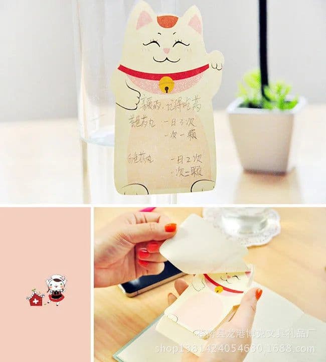image-Kwaii fortune Cat memo pad Table notes stationery office supplies School supplies creative notebooks writing pads