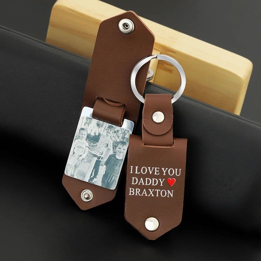 image-MYLONGINGCHARM Custom Photo Keychain personalized Jewelry souvenir gift Car Key Ring leather key chain for Mom Dad Men Women