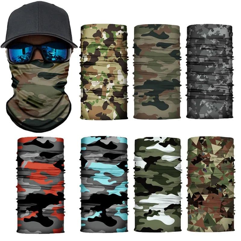 image-Camouflage Cycling Face Mask Tactical Military Scarf Neck Gaiter Men Seamless Bandana Women Headband Balaclava Tube Face Shield