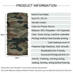 image-Camouflage Cycling Face Mask Tactical Military Scarf Neck Gaiter Men Seamless Bandana Women Headband Balaclava Tube Face Shield