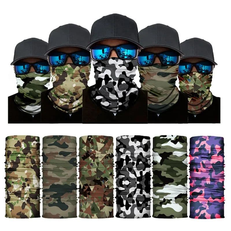 image-Camouflage Cycling Face Mask Tactical Military Scarf Neck Gaiter Men Seamless Bandana Women Headband Balaclava Tube Face Shield