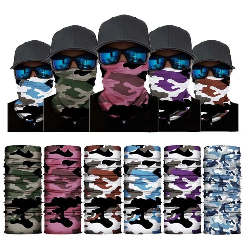 image-Camouflage Cycling Face Mask Tactical Military Scarf Neck Gaiter Men Seamless Bandana Women Headband Balaclava Tube Face Shield