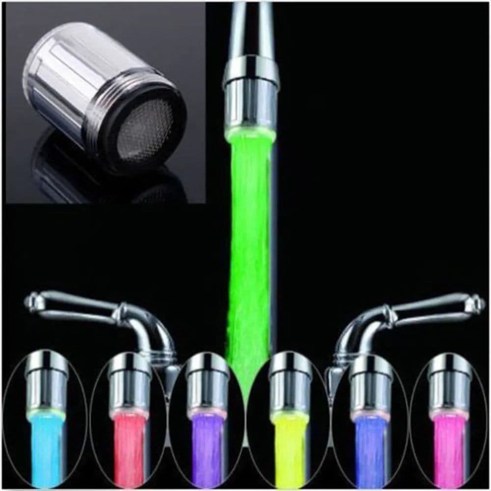 image-Novelty Design 7 Color RGB Colorful LED Light Water Glow Faucet Tap Head Home Bathroom Decoration Stainless Steel Water Tap