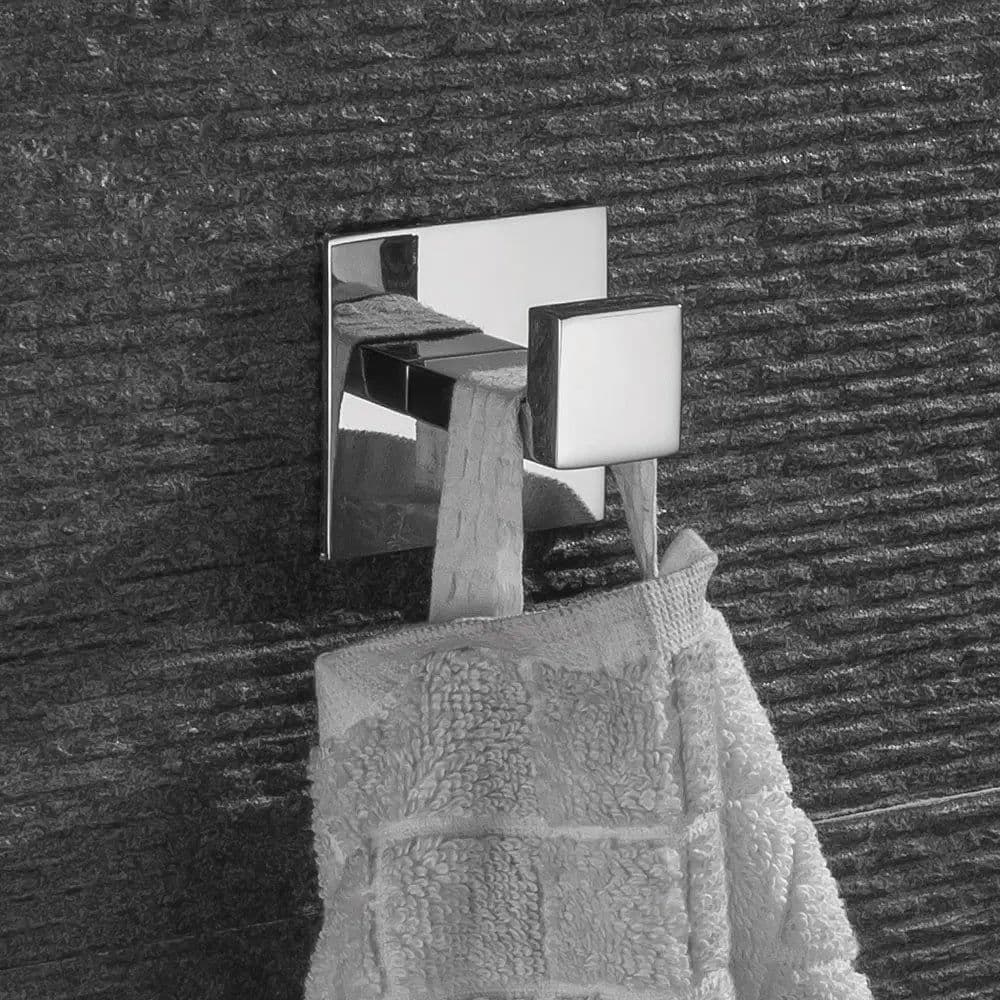 image-No Screw Need Modern 304 Stainless Steel Self Adhesive Bathroom Square Towel Hook Coat Hat Door Hanger Accessories