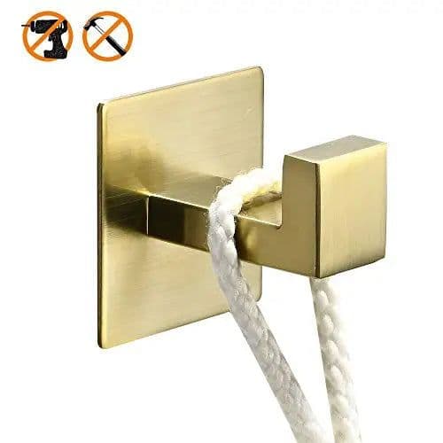 image-No Screw Need Modern 304 Stainless Steel Self Adhesive Bathroom Square Towel Hook Coat Hat Door Hanger Accessories