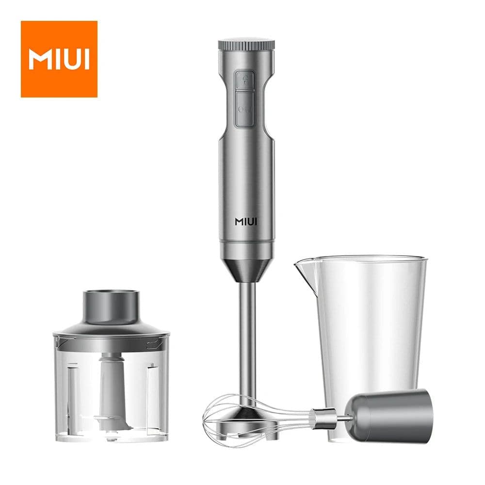 image-MIUI Hand Immersion Blender 1000W Powerful 4-in-1,Stainless Steel Stick Food Mixer,700ml Mixing Beaker,500ml Processor,Whisk