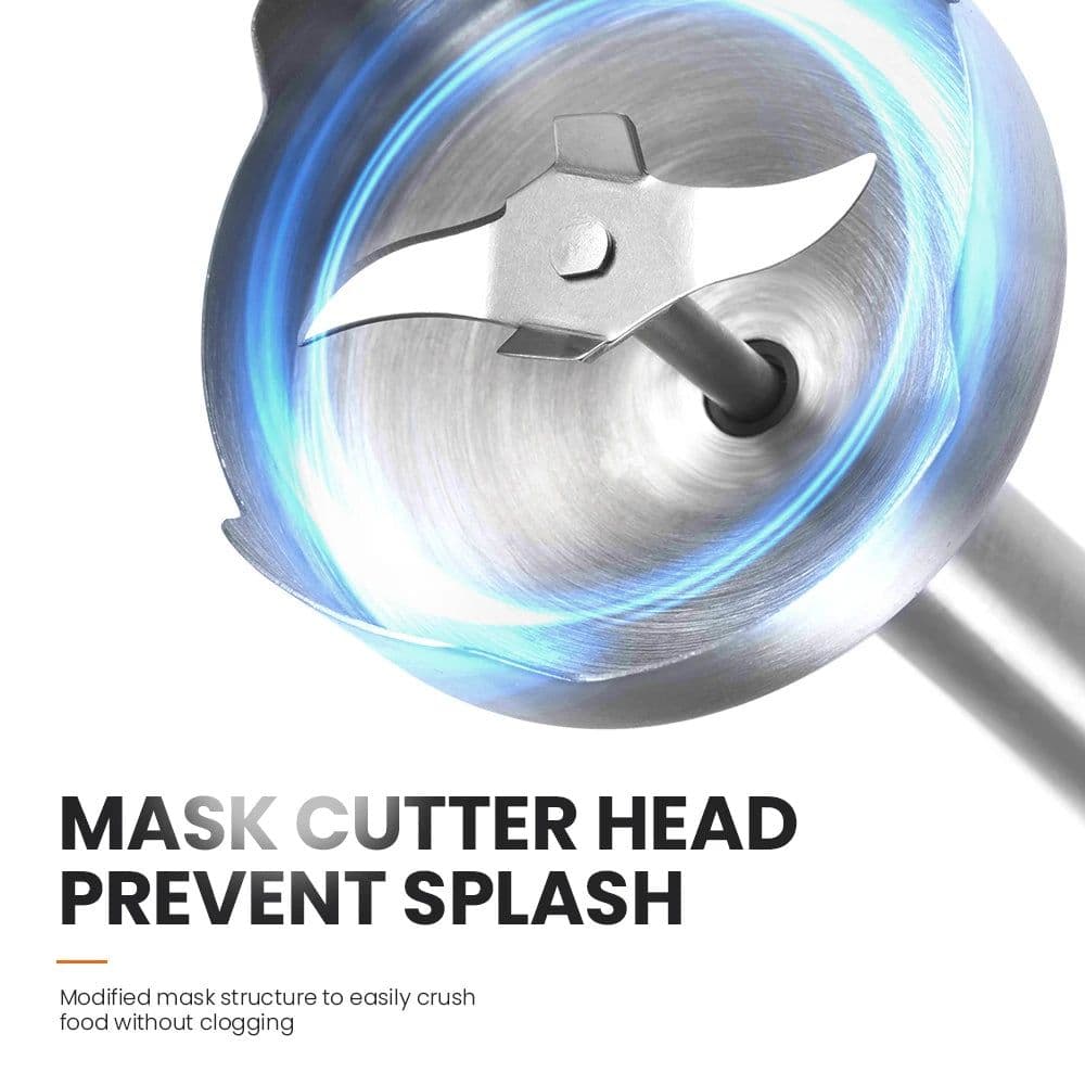 image-MIUI Hand Immersion Blender 1000W Powerful 4-in-1,Stainless Steel Stick Food Mixer,700ml Mixing Beaker,500ml Processor,Whisk