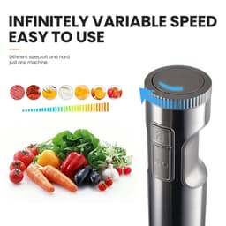 image-MIUI Hand Immersion Blender 1000W Powerful 4-in-1,Stainless Steel Stick Food Mixer,700ml Mixing Beaker,500ml Processor,Whisk