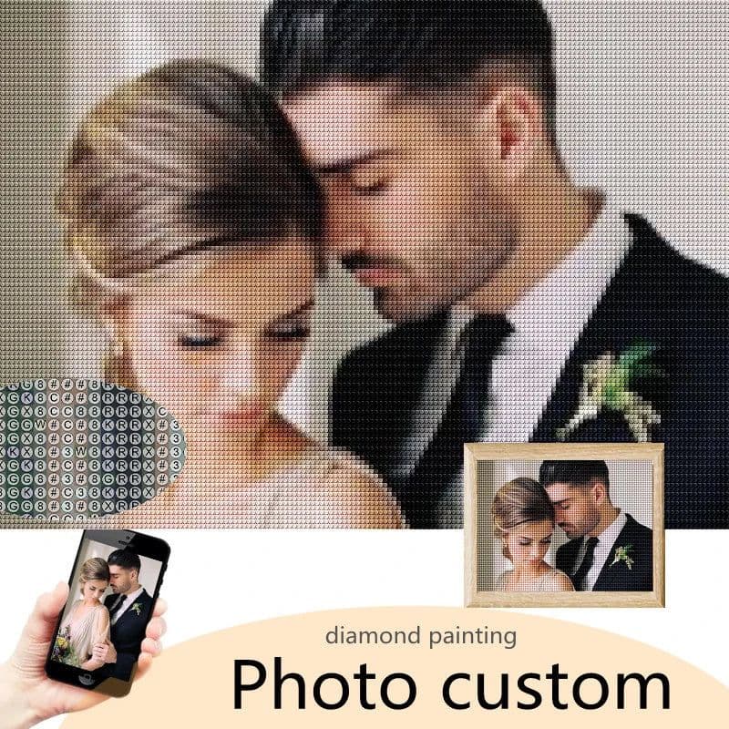 image-NICAI Diamond Painting Photos Custom Full Square Picture of Rhinestones Diamond Embroidery Baby Wedding and Parents Gift