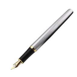 image-Baoer 388 Classic Stainless steel Business Medium Nib Fountain Pen new Silver Golden Trim
