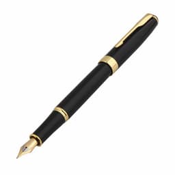 image-Baoer 388 Classic Stainless steel Business Medium Nib Fountain Pen new Silver Golden Trim