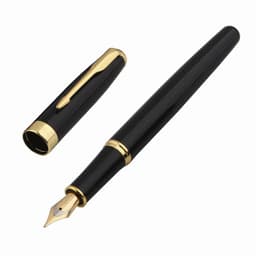 image-Baoer 388 Classic Stainless steel Business Medium Nib Fountain Pen new Silver Golden Trim