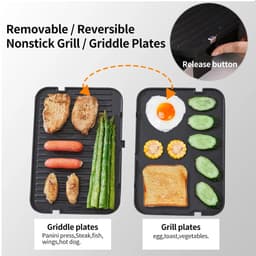 image-BioloMix 2000W Electric Contact Grill Digital Griddle and Panini Press, Optional Waffle Maker Plates, Opens 180 Degree Barbecue