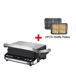image-BioloMix 2000W Electric Contact Grill Digital Griddle and Panini Press, Optional Waffle Maker Plates, Opens 180 Degree Barbecue
