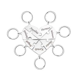 image-Custom Names Heart Puzzle Keychains Engraved Names Puzzled Keychain Stainless Steel keychain
