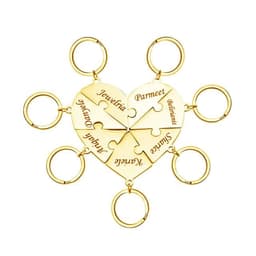 image-Custom Names Heart Puzzle Keychains Engraved Names Puzzled Keychain Stainless Steel keychain