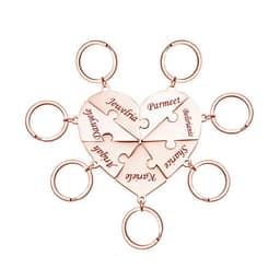 image-Custom Names Heart Puzzle Keychains Engraved Names Puzzled Keychain Stainless Steel keychain