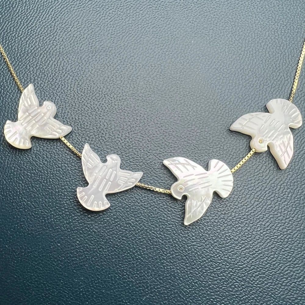 image-Natural White Sea Shell Peace Dove Beads Loose Gemstone For Jewelry Making DIY Necklace Bracelet Accessories