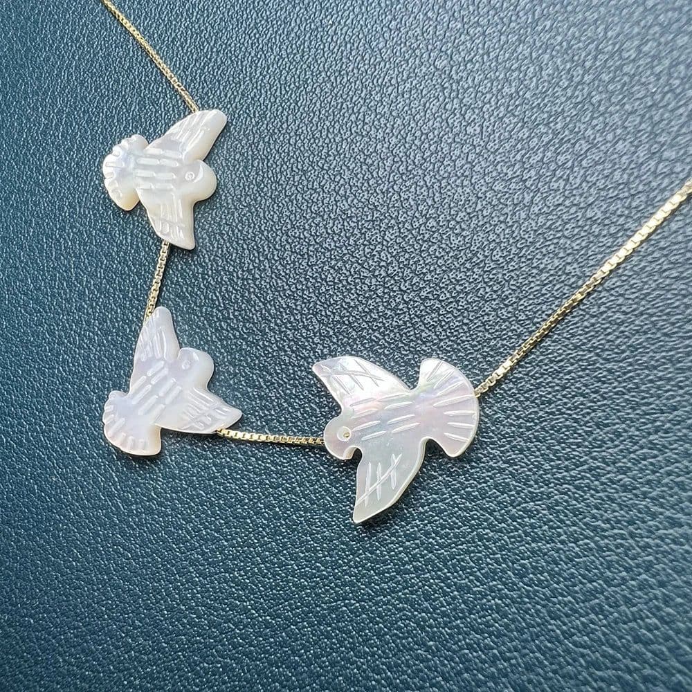 image-Natural White Sea Shell Peace Dove Beads Loose Gemstone For Jewelry Making DIY Necklace Bracelet Accessories