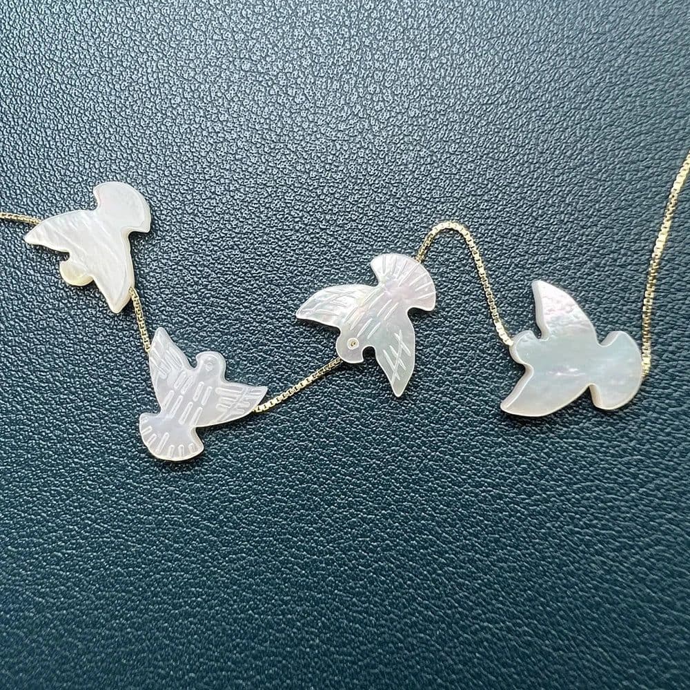 image-Natural White Sea Shell Peace Dove Beads Loose Gemstone For Jewelry Making DIY Necklace Bracelet Accessories