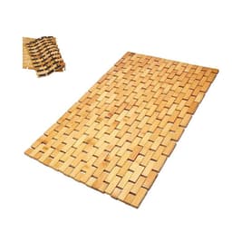 image-Natural Bamboo Wood Bath Mat Bathroom Sauna Spa Bathtub Kitchen Accessories Foldbale Bamboo Bath shower Mat with Non Slip