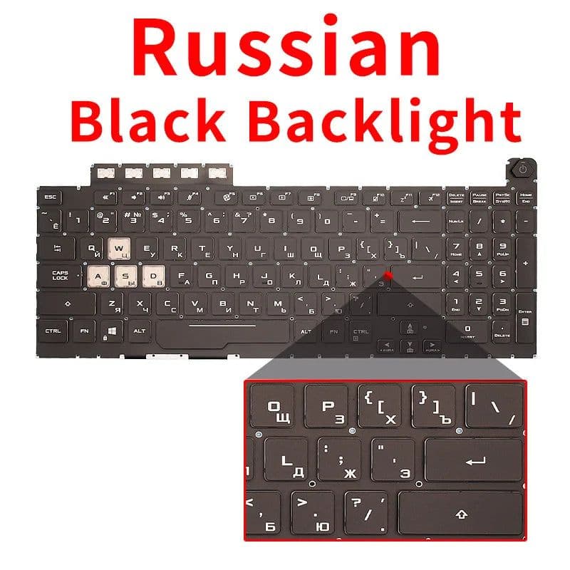 image-New US RU Russian RGB Backlit For ASUS TUF Gaming F15 FX506 FA506 FA506Q FX506H FX506LI FX506LH F17 FX706 FA706 FX706LI Keyboard