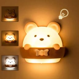 image-Cute Bear Kids LED Night Lamp USB Rechargeable Bedside Lamp Remote Control Wall Lights For Kids Children Bedroom Home Lighting