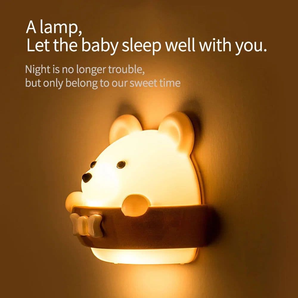 image-Cute Bear Kids LED Night Lamp USB Rechargeable Bedside Lamp Remote Control Wall Lights For Kids Children Bedroom Home Lighting