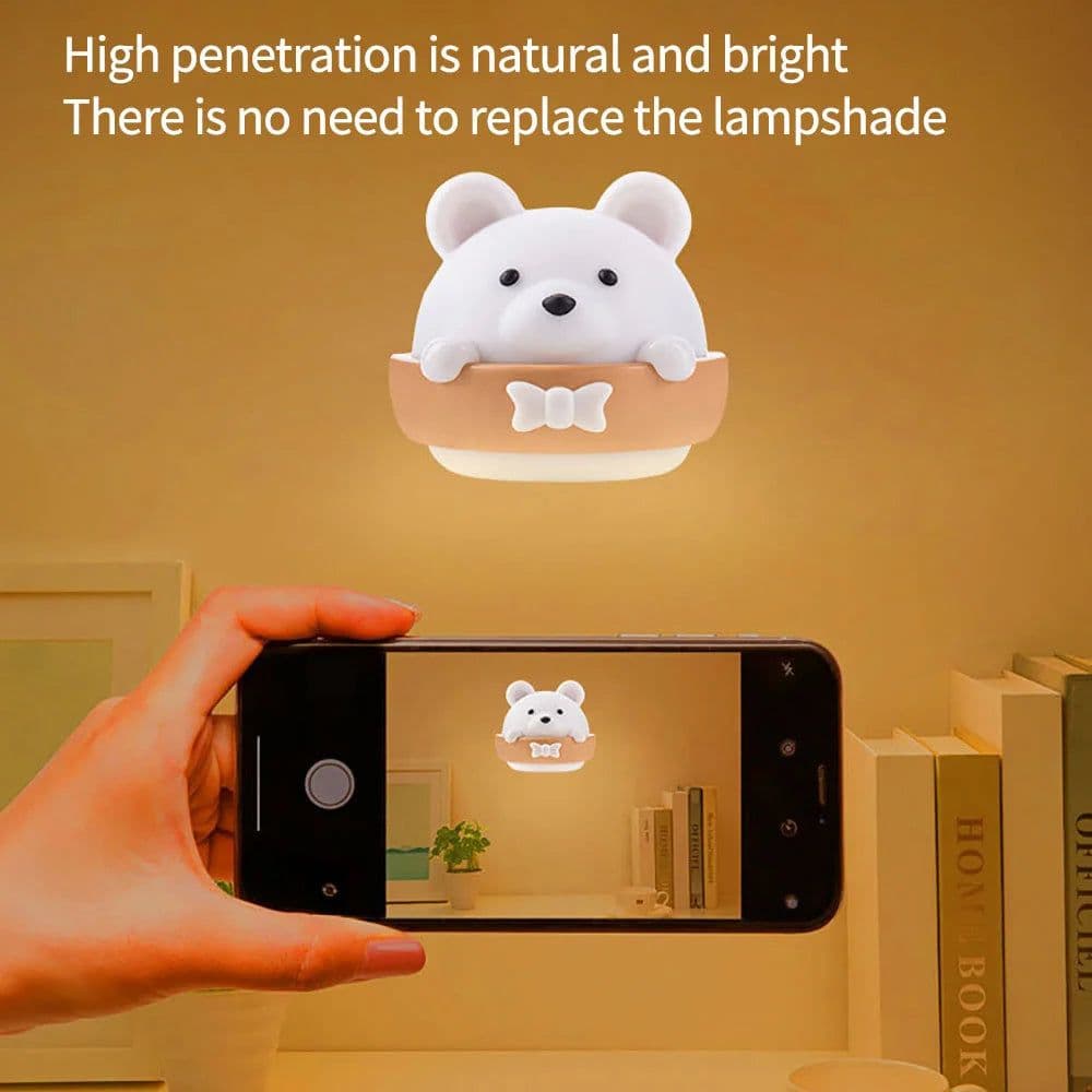 image-Cute Bear Kids LED Night Lamp USB Rechargeable Bedside Lamp Remote Control Wall Lights For Kids Children Bedroom Home Lighting