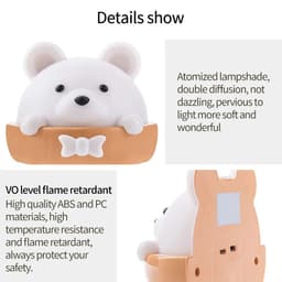 image-Cute Bear Kids LED Night Lamp USB Rechargeable Bedside Lamp Remote Control Wall Lights For Kids Children Bedroom Home Lighting