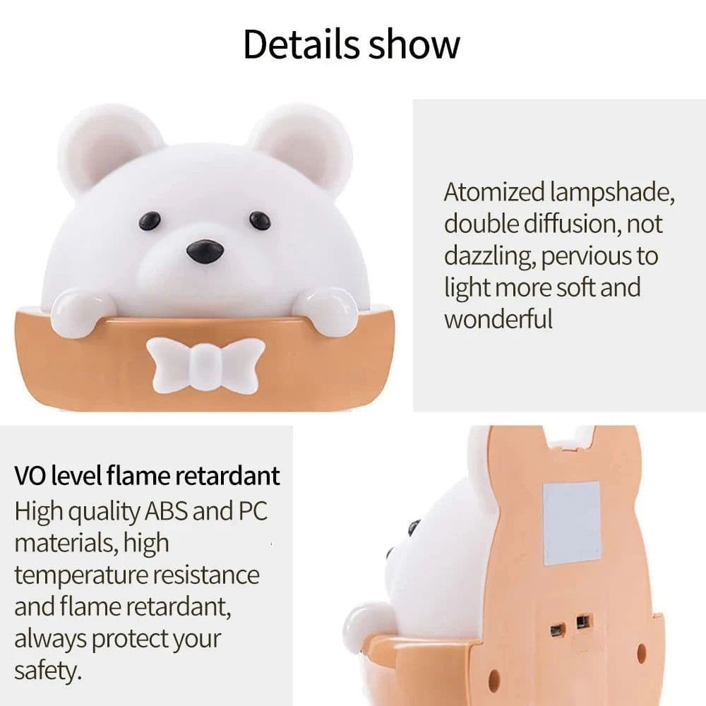 image-Cute Bear Kids LED Night Lamp USB Rechargeable Bedside Lamp Remote Control Wall Lights For Kids Children Bedroom Home Lighting
