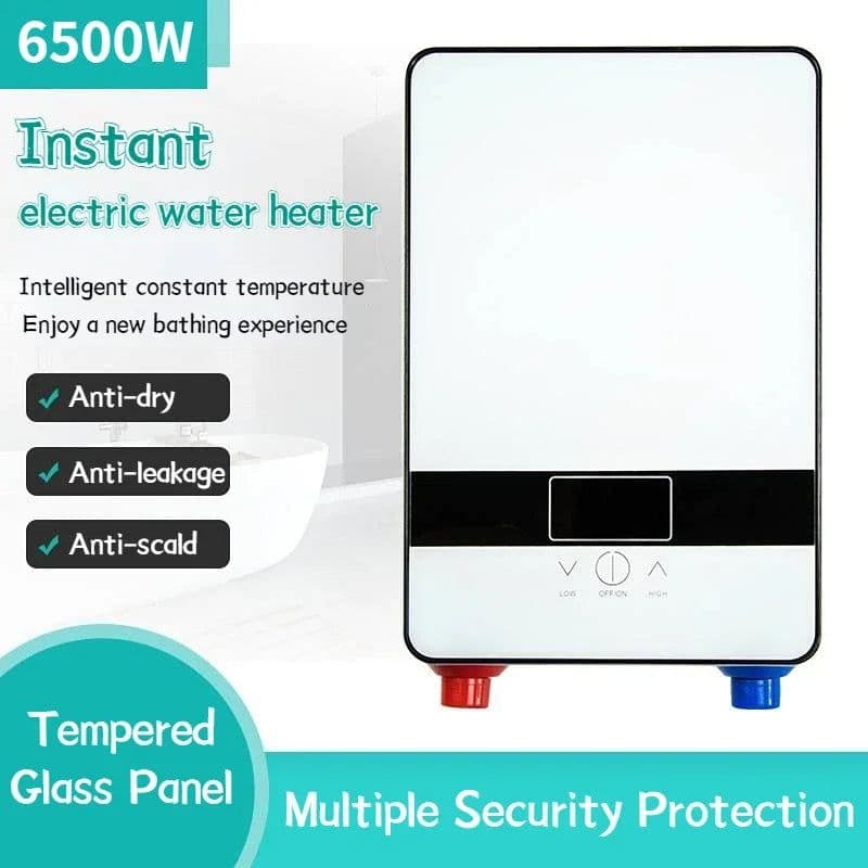 image-Hot Water Heater 6500w Instant Tankless Water Heater Thermostat Induction Heater Smart Touch Electric Heaters Shower Automatica