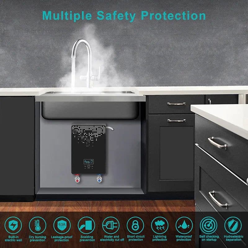image-Hot Water Heater 6500w Instant Tankless Water Heater Thermostat Induction Heater Smart Touch Electric Heaters Shower Automatica