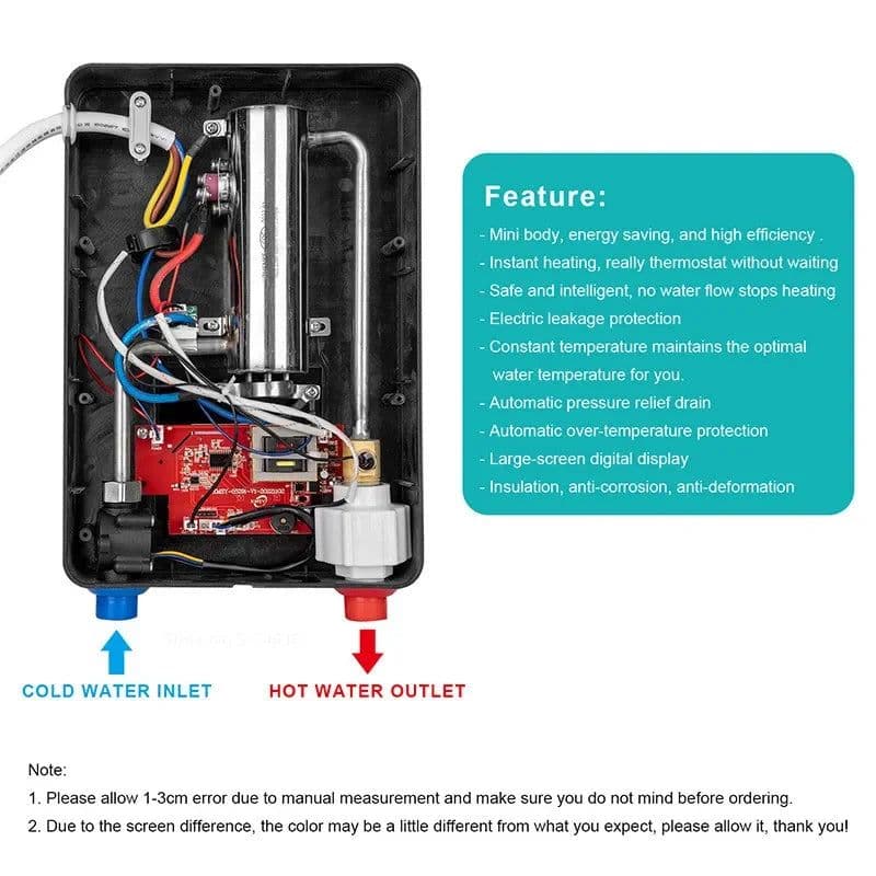 image-Hot Water Heater 6500w Instant Tankless Water Heater Thermostat Induction Heater Smart Touch Electric Heaters Shower Automatica