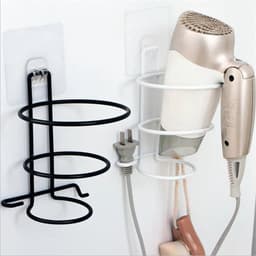 image-Hair Dryer Rack Wall Mounted Bathroom Hotel Stand Holder Hairdryer Shelves Shelf Hanger No Drilling Storage Bathroom Accessories