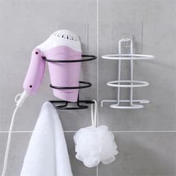 image-Hair Dryer Rack Wall Mounted Bathroom Hotel Stand Holder Hairdryer Shelves Shelf Hanger No Drilling Storage Bathroom Accessories
