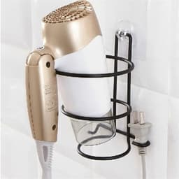 image-Hair Dryer Rack Wall Mounted Bathroom Hotel Stand Holder Hairdryer Shelves Shelf Hanger No Drilling Storage Bathroom Accessories